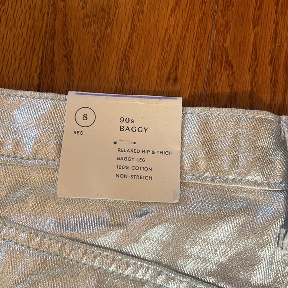 NWT UNIVERSAL THREAD WOMEN MID RISE 90s BAGGY METALLIC SILVER JEANS SIZE 8R - Picture 10 of 10